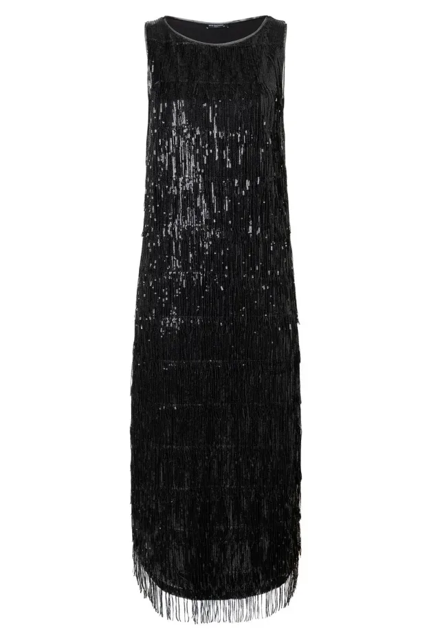 Ana Alcazar Tabby abito paillettes nero midi