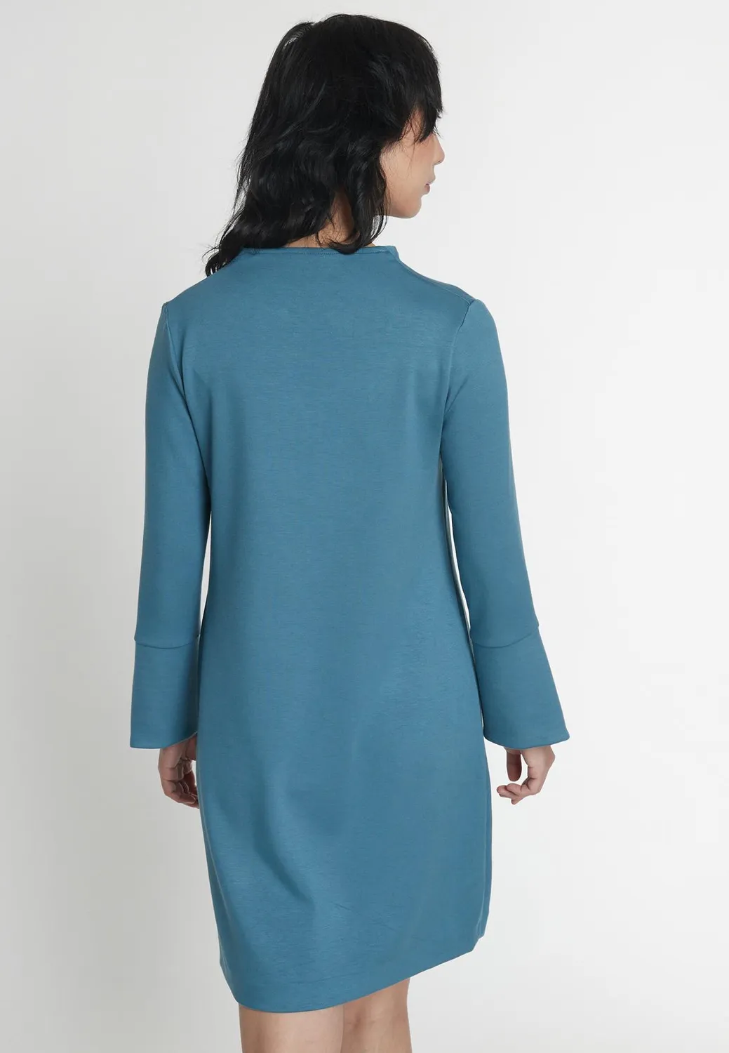 Ana Alcazar Inowa abito svasato azzurro scollo a V