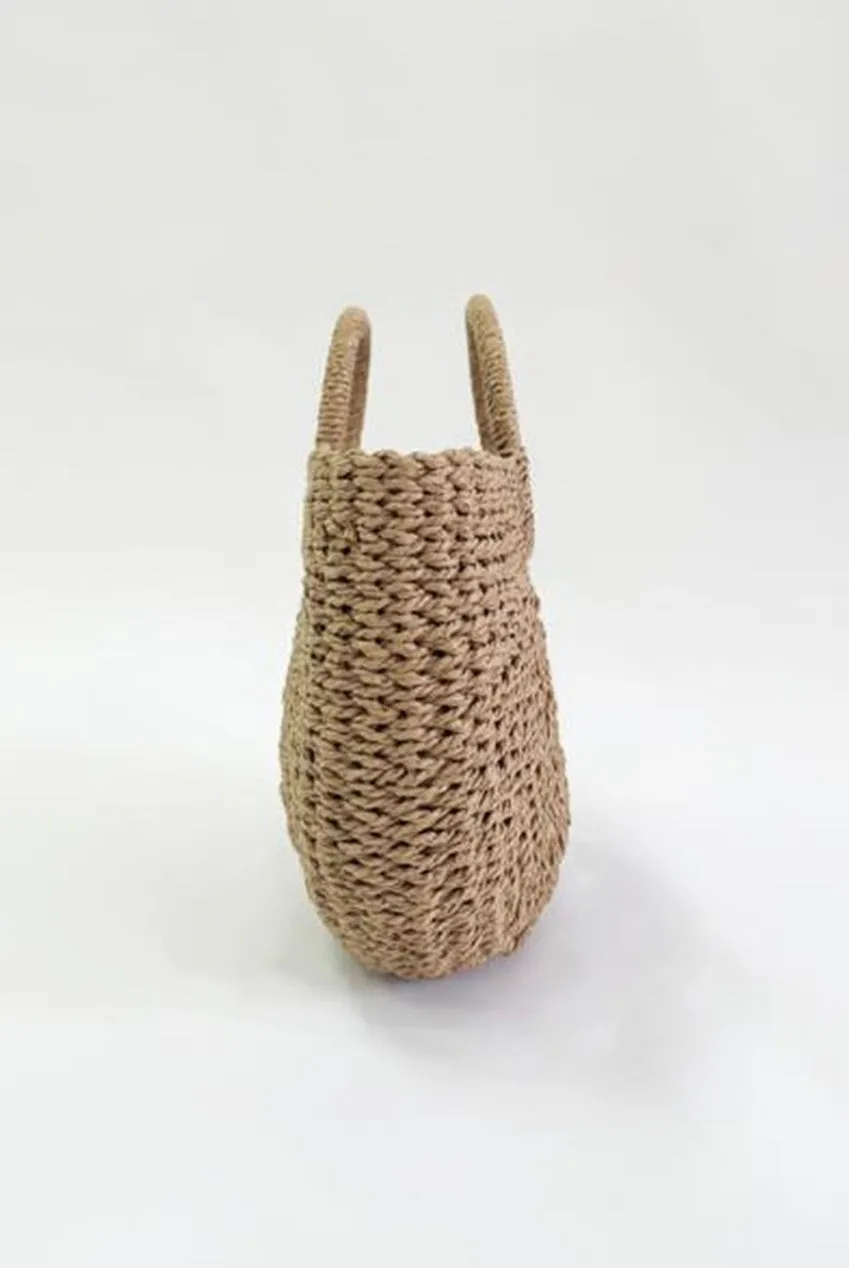SVNX Round Woven Borsa Paglia Marrone Rotonda