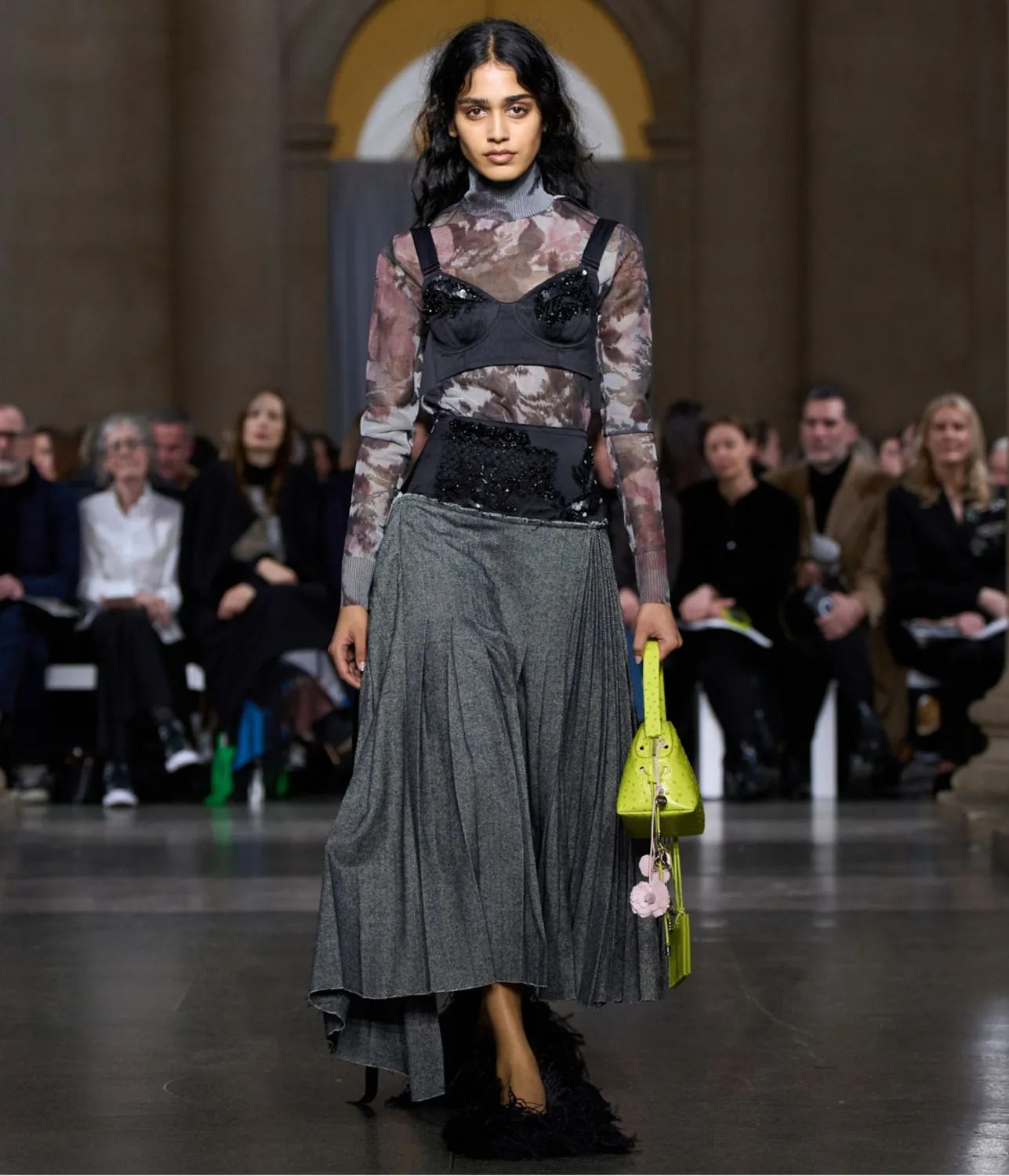Erdem Floral Print Jacquard Turtleneck maglia semitrasparente