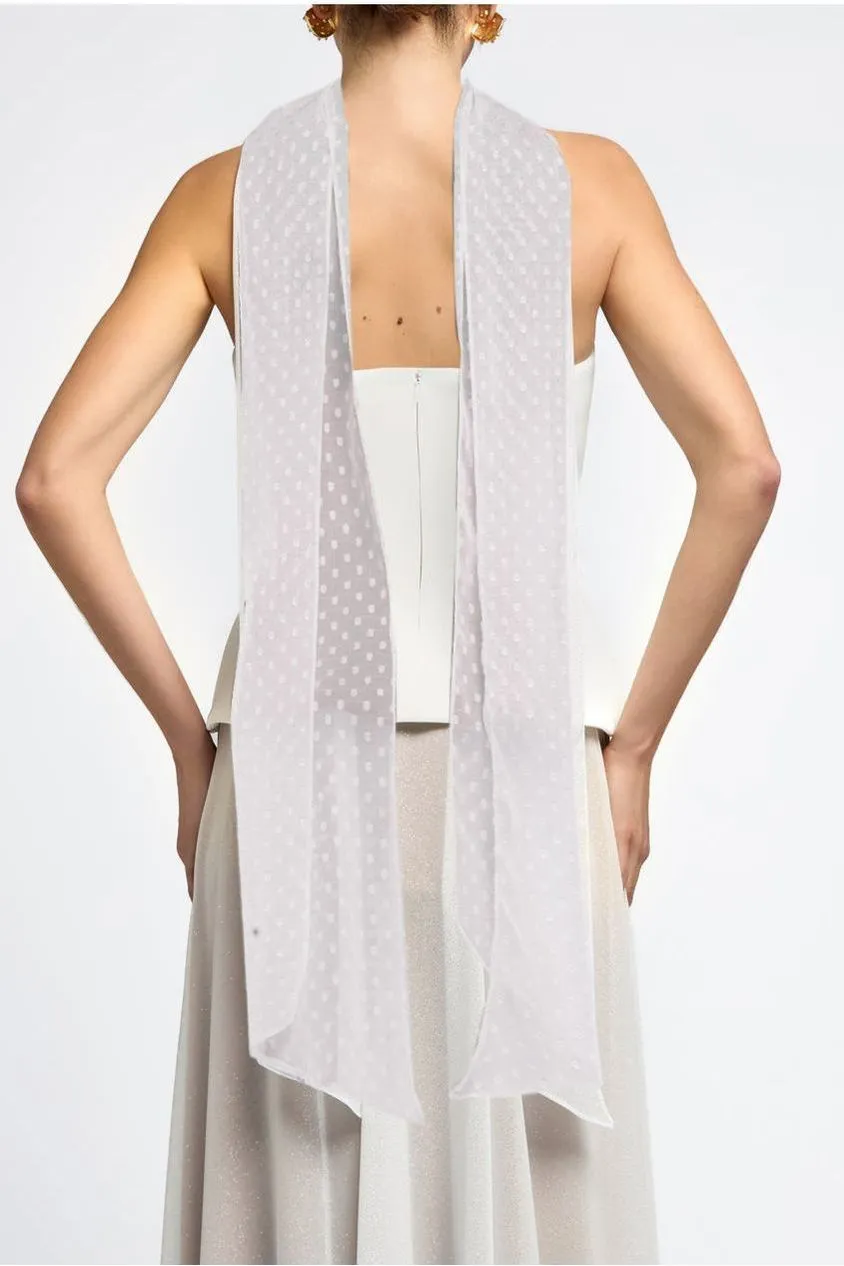 Goddiva Polka Dobby sciarpa crema chiffon a pois