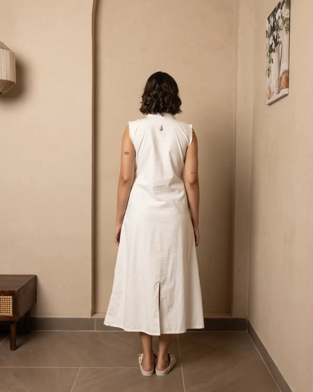 Our Dve Nautica Seraph Abito beige rosso poplin