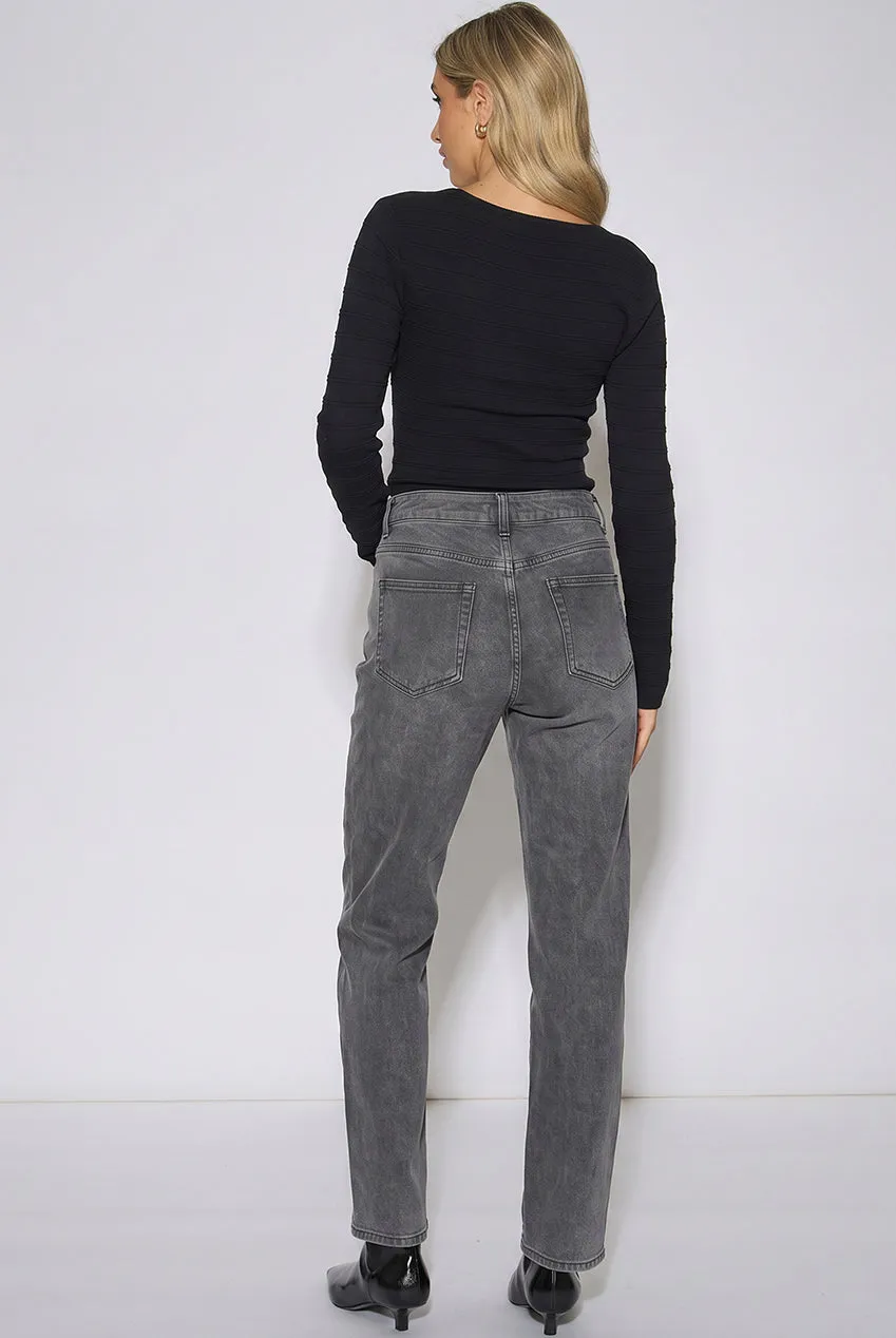 Gini London Grey Mid Rise Straight Leg jeans grigi dritti