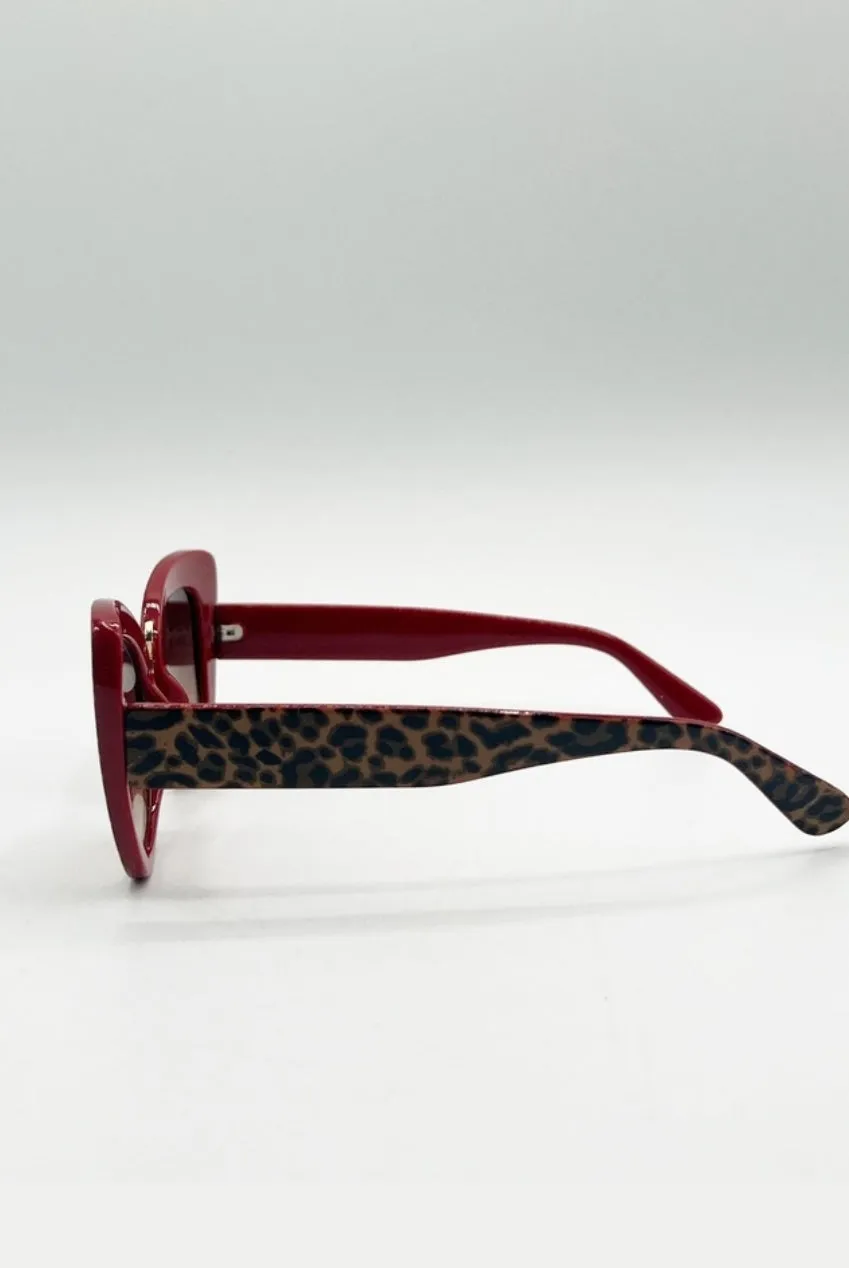 SVNX Oversized Cat-Eye occhiali da sole marrone leopardati
