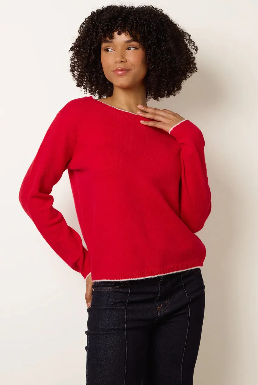 Blue Vanilla Back Bow maglione rosso con fiocco manica corta