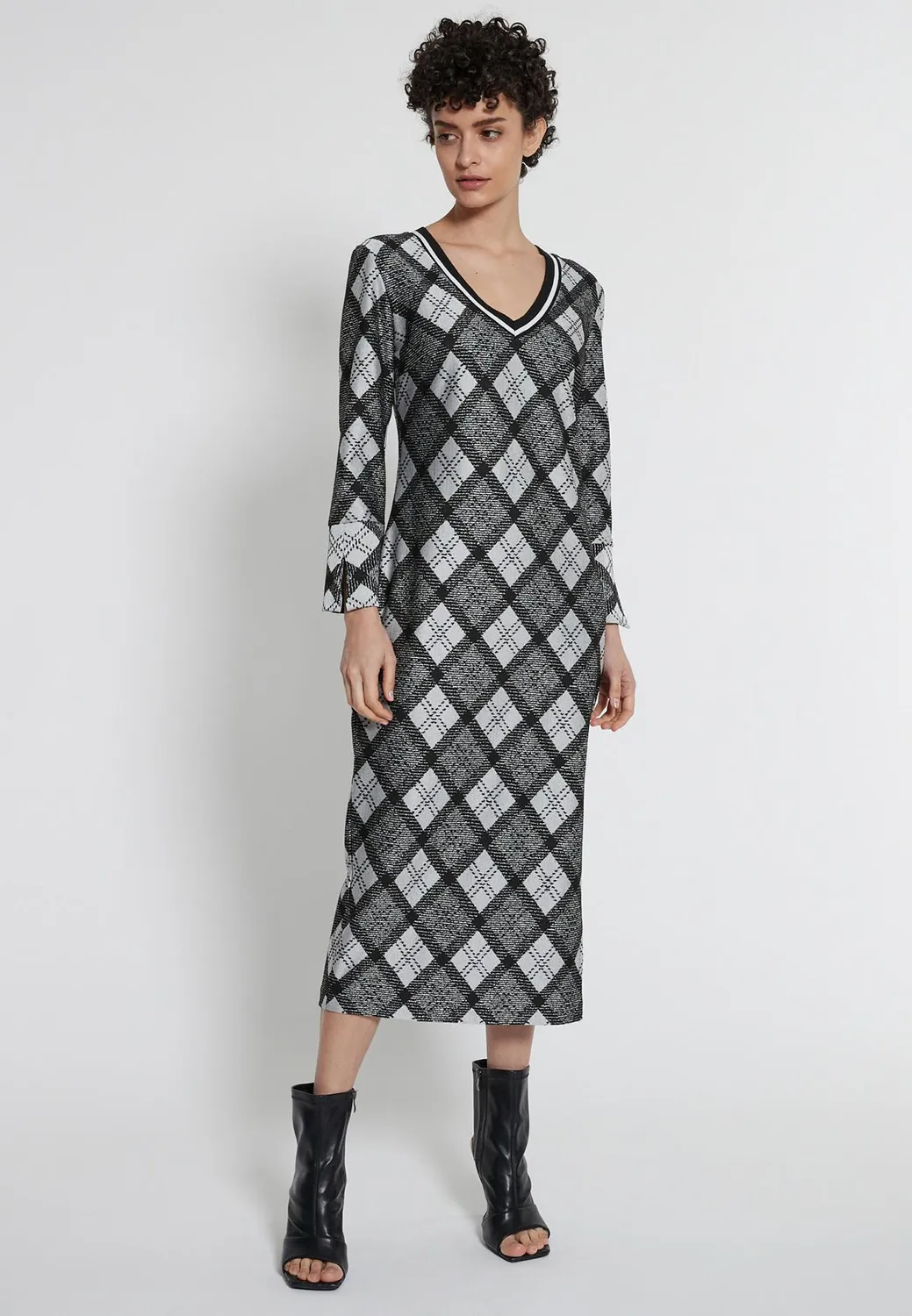 Ana Alcazar Hetty abito midi rombi scollo V