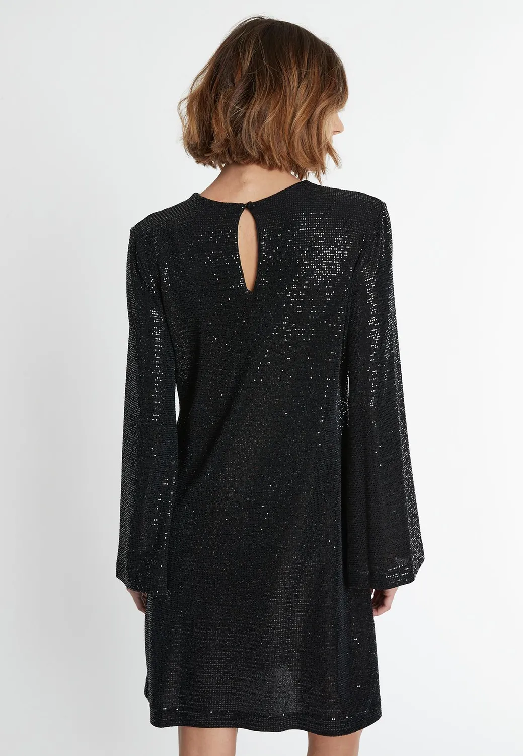 Ana Alcazar Sagora abito paillettes nero sera
