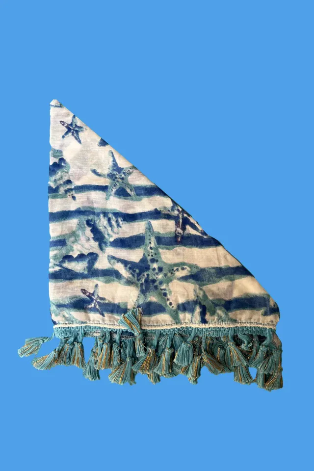 Antica Sartoria DV2144 foulard triangolo blu cotone