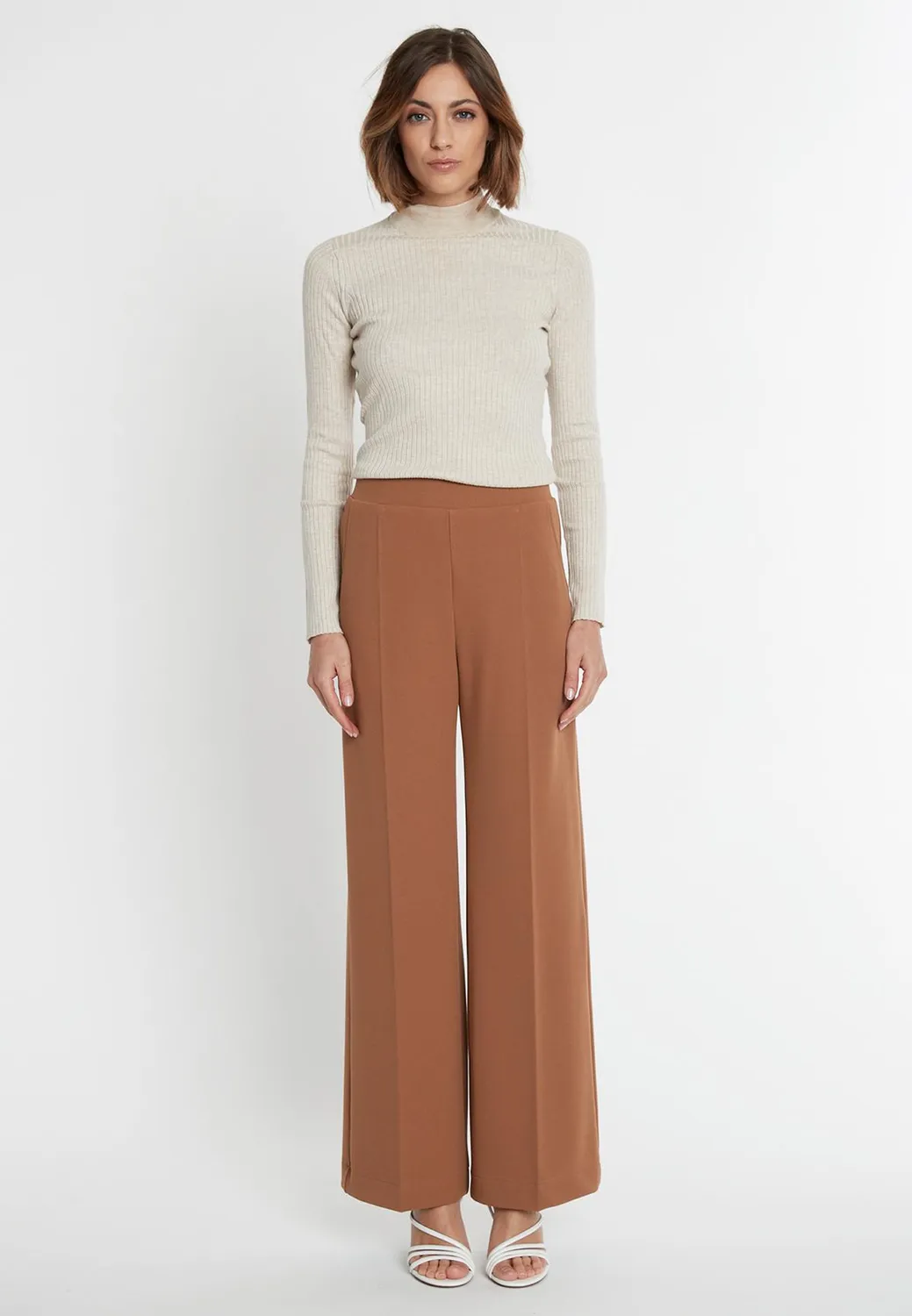 Ana Alcazar Silka pantaloni palazzo cappuccino
