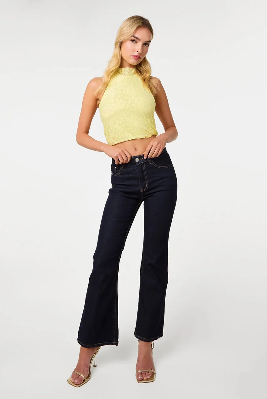 Pink Vanilla Lace top halter pizzo giallo limone