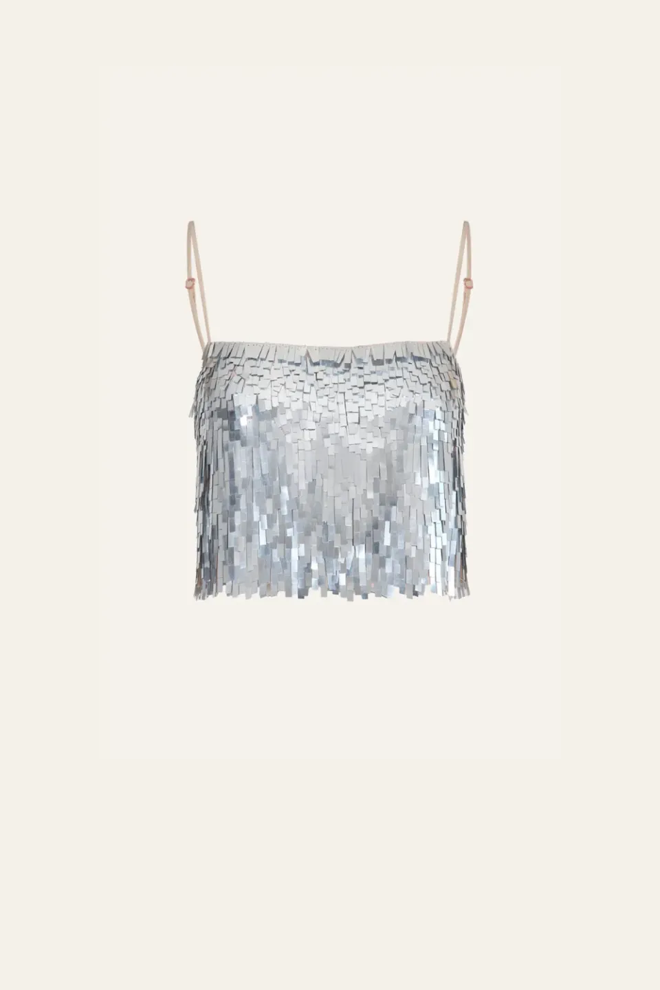 Johanna Ortiz Rio De Oro top crop argento paillettes