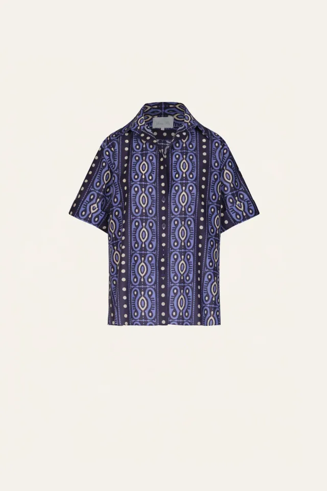 Johanna Ortiz Salty Promises camicia navy cotone oversize