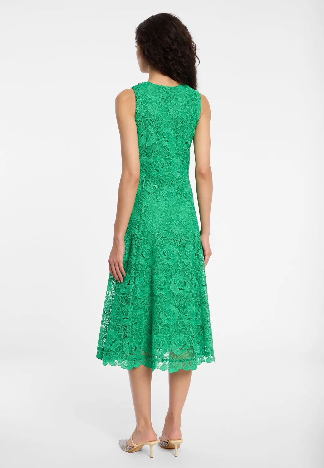 Ana Alcazar Durna abito midi verde pizzo floreale