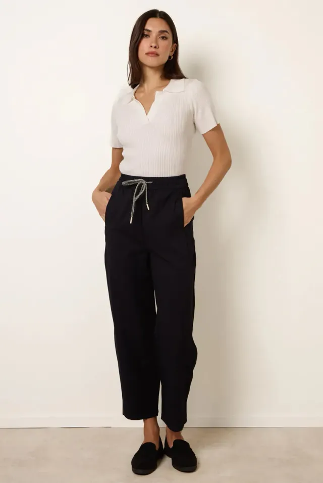 Blue Vanilla Elastic Waist pantalone navy coulisse