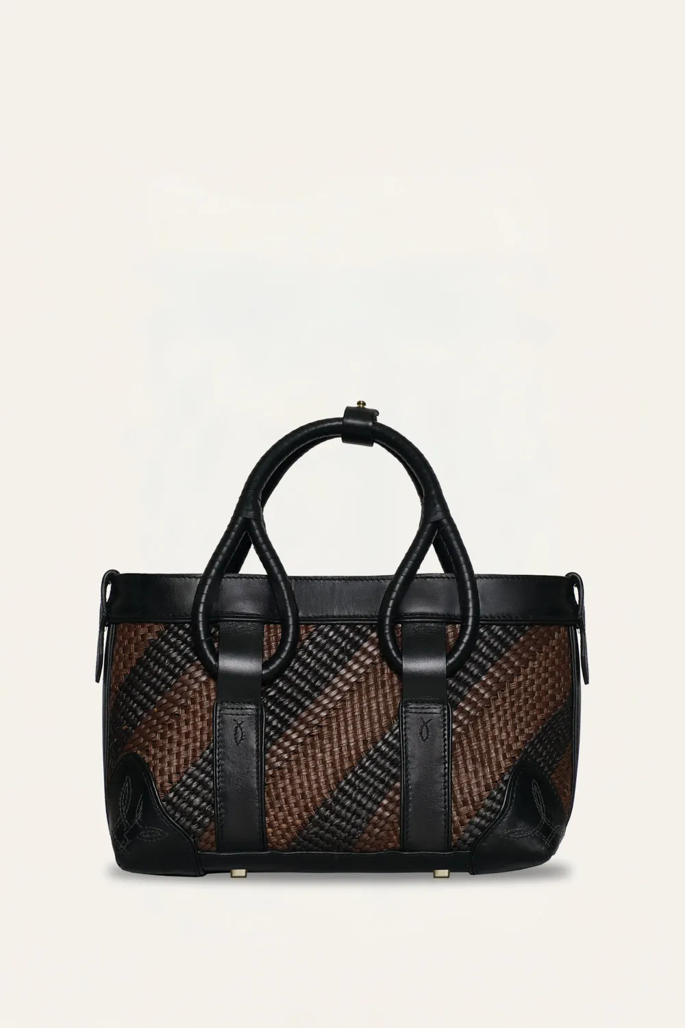 Johanna Ortiz Ancestral Veil mini tote paglia nera pelle