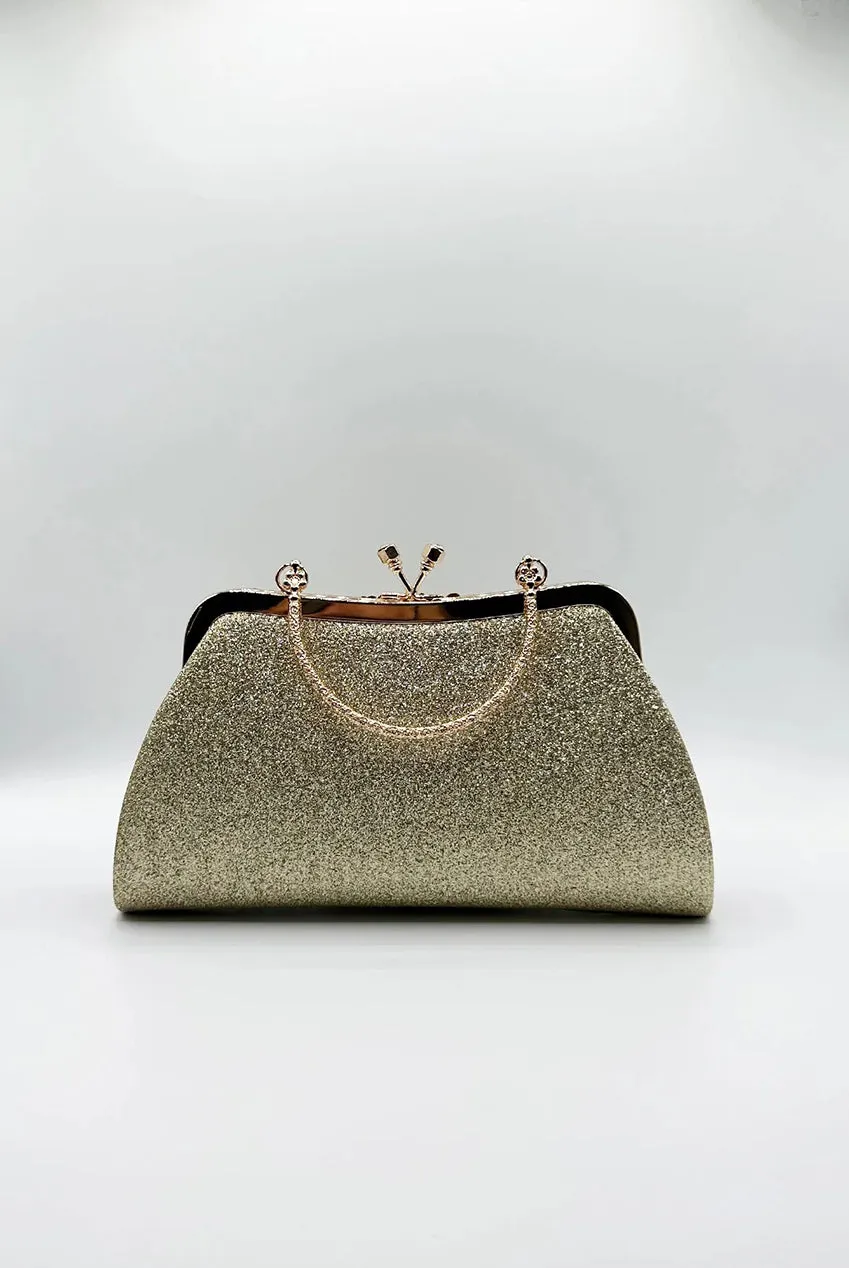 SVNX Glitter pochette oro metallizzata catena