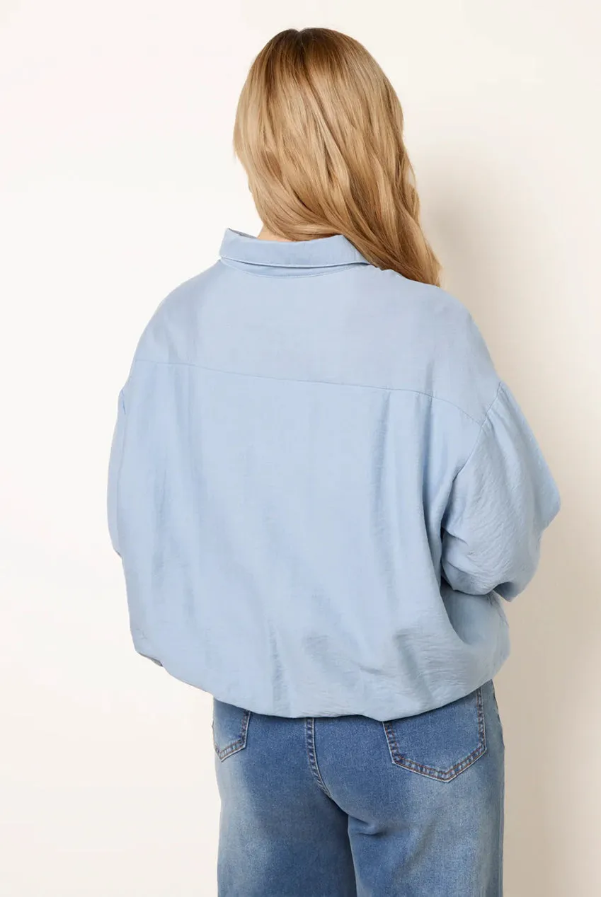 Blue Vanilla camicia bottoni azzurra viscosa manica lunga