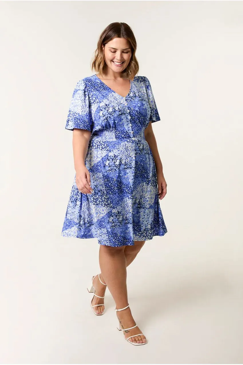 Blue Vanilla Curve abito mini fantasia blu curvy