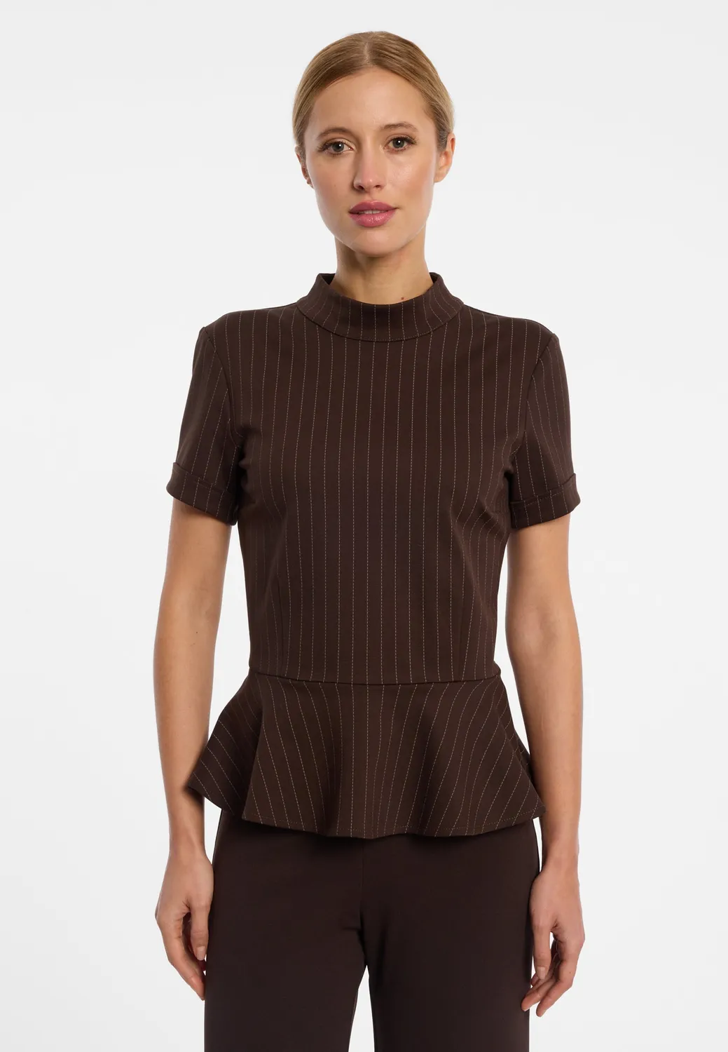 Ana Alcazar Elioranna top peplum gessato