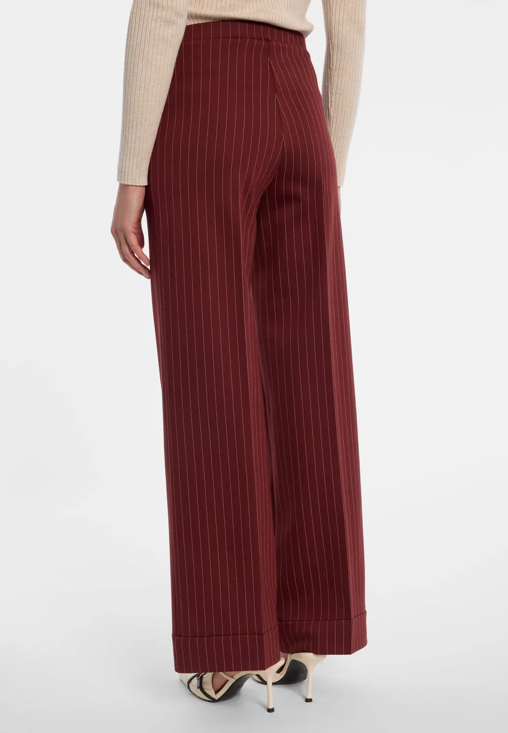 Ana Alcazar Elbrisa pantaloni Marlene bordeaux gessati