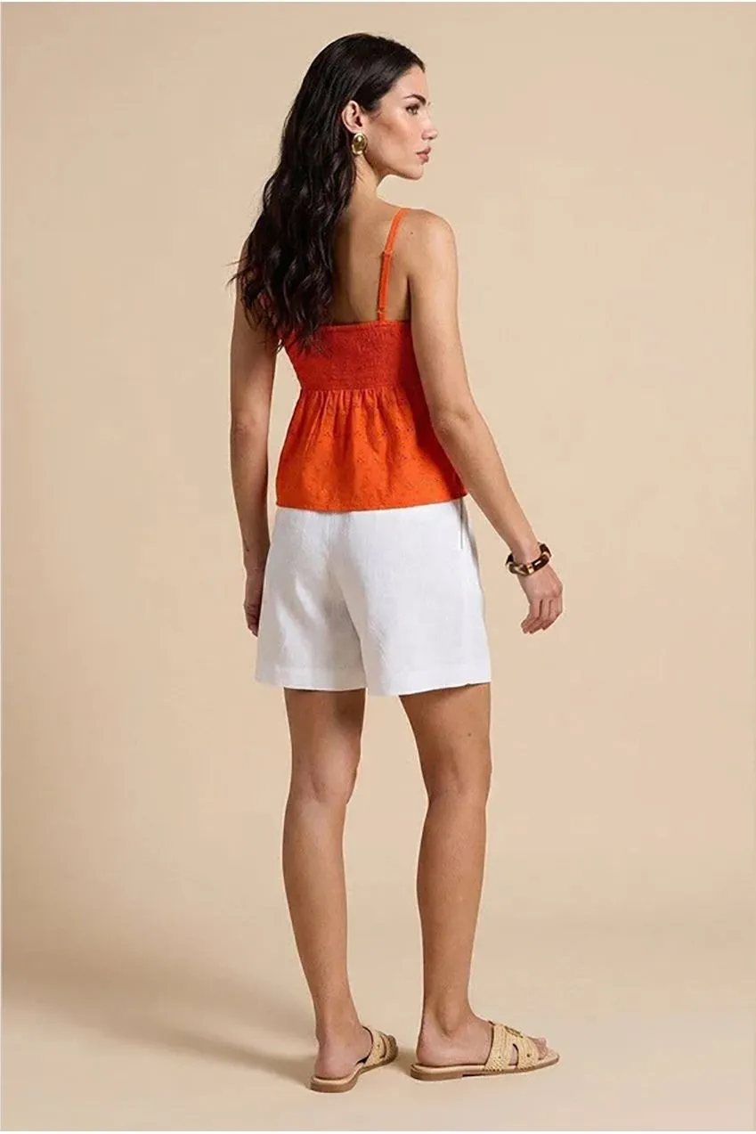 Urban Bliss Shirred Broderie top arancione elasticizzato