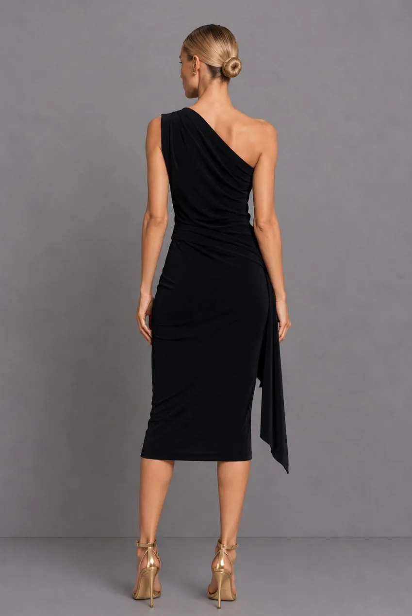 Honor Gold Khloe Abito Monospalla Nero Midi Bodycon