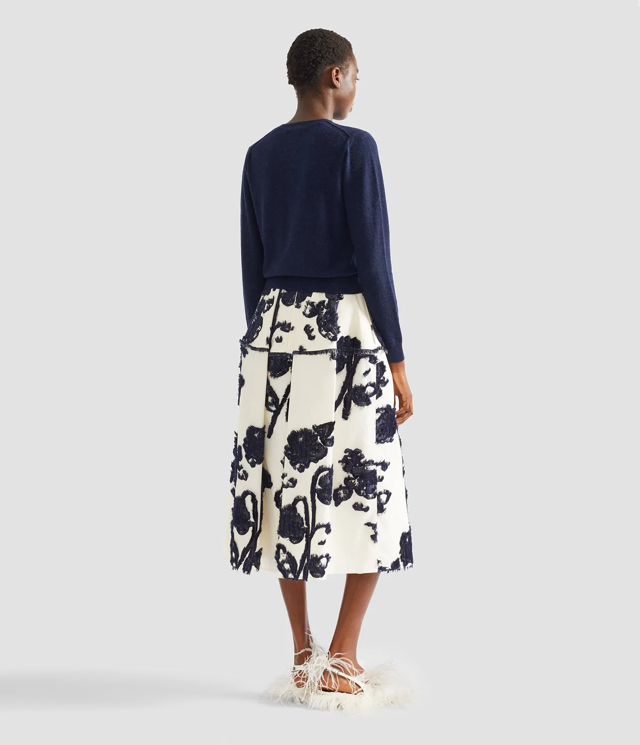 Erdem Fine Alpaca Blend Fitted Cardigan blu navy pizzo