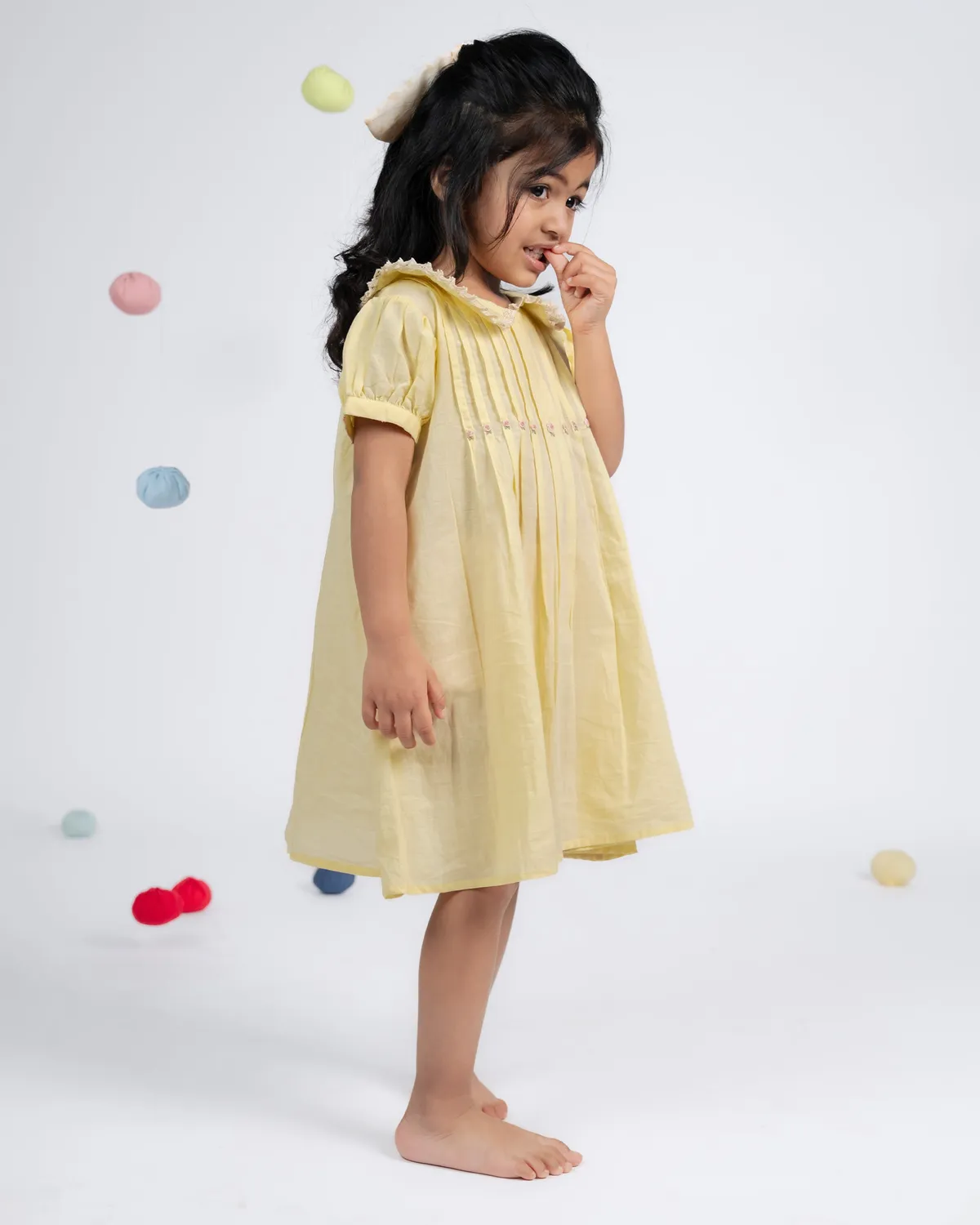 Our Dve Daisy abito bambina giallo limone cotone