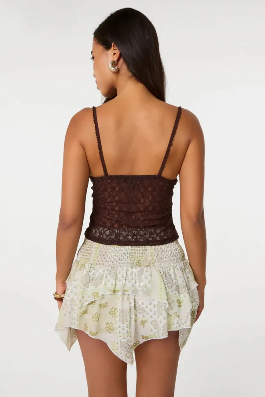 Pink Vanilla Lace Cami canotta pizzo cioccolato S-L