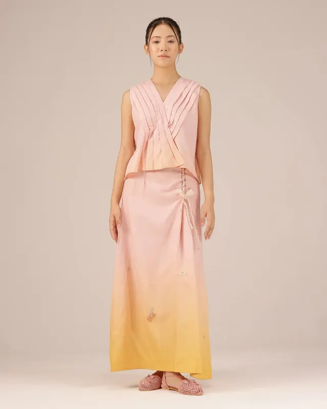 Our Dve Berry Breeze top rosa smanicato lino peplo