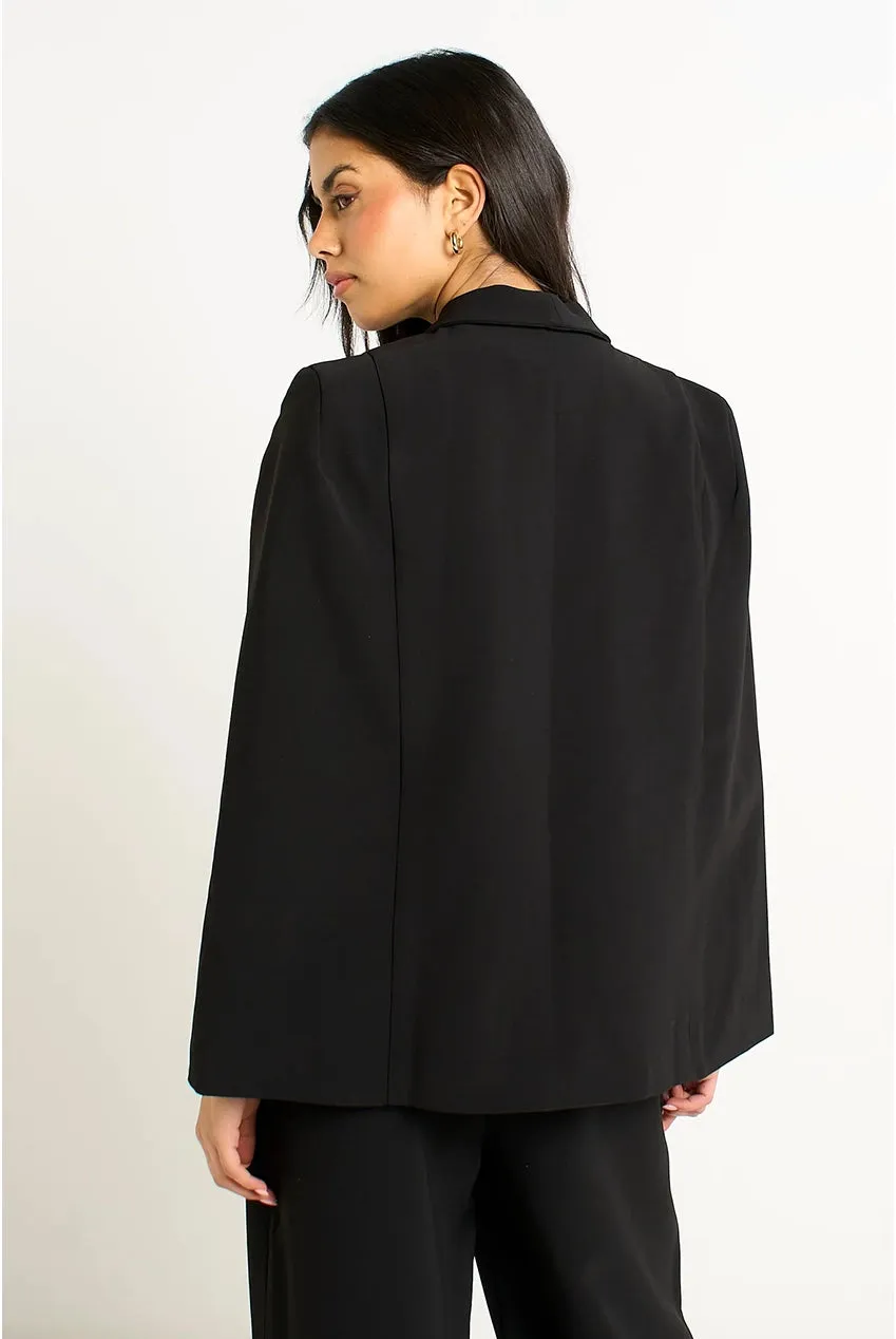 Gini London Tailored Cape Cappa Nera Fodera Leopardata