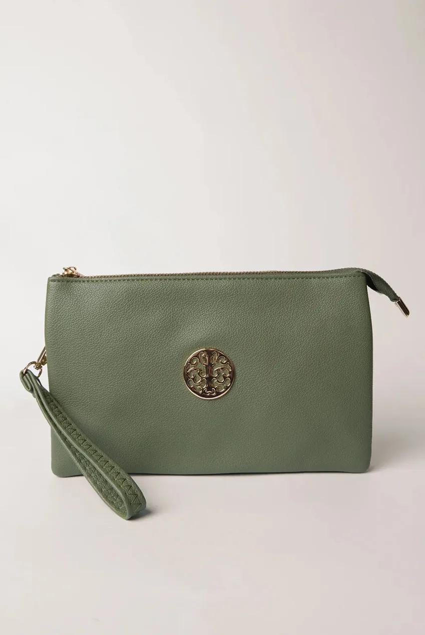 Blue Vanilla Clutch pochette kaki con tracolla