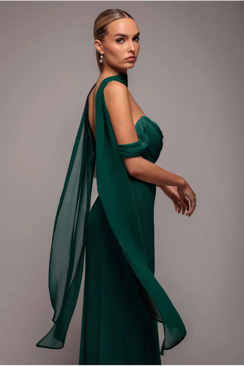 Goddiva Chiffon foulard verde smeraldo leggero