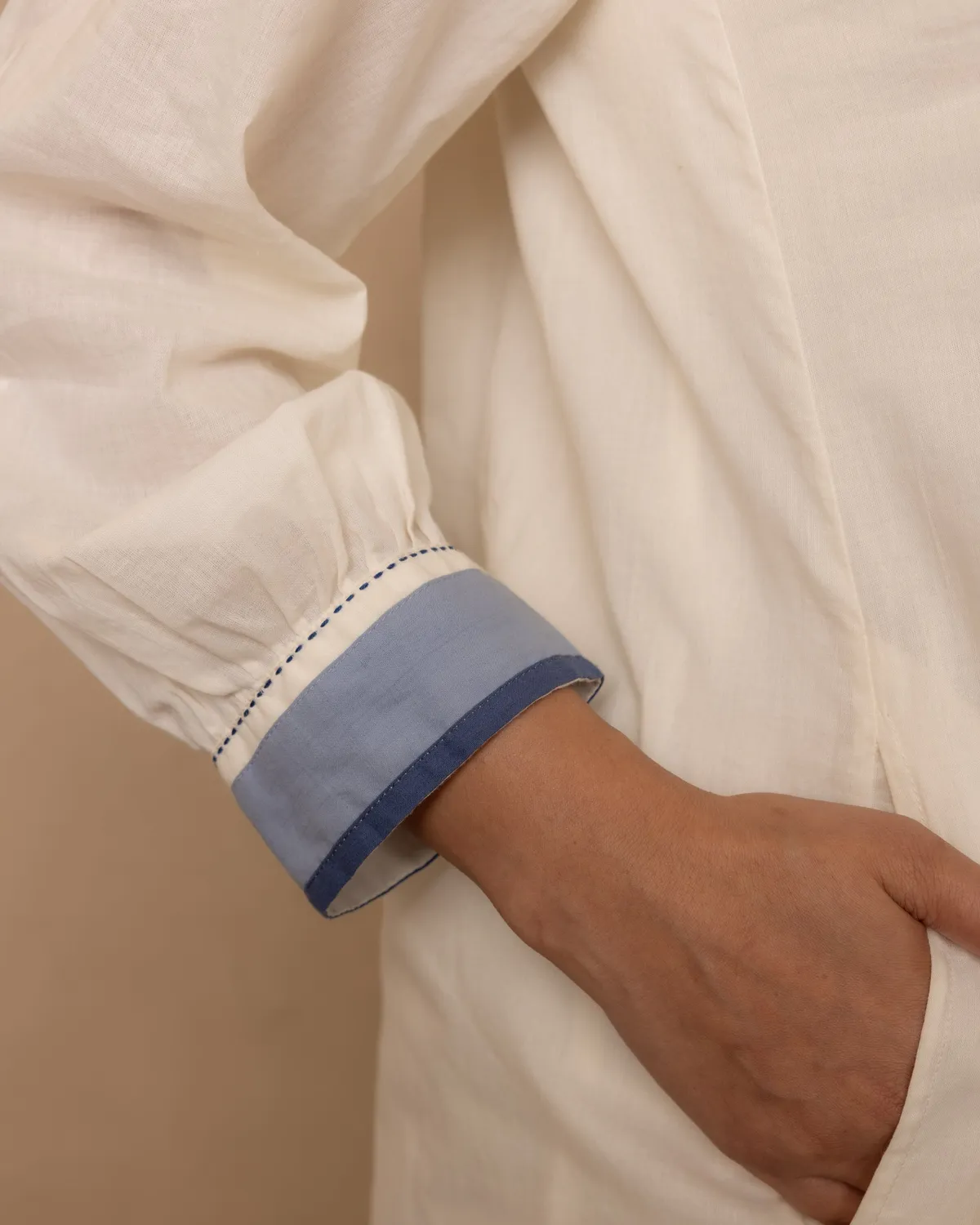 Our Dve Sage Vestito beige poplin lungo 54" smock