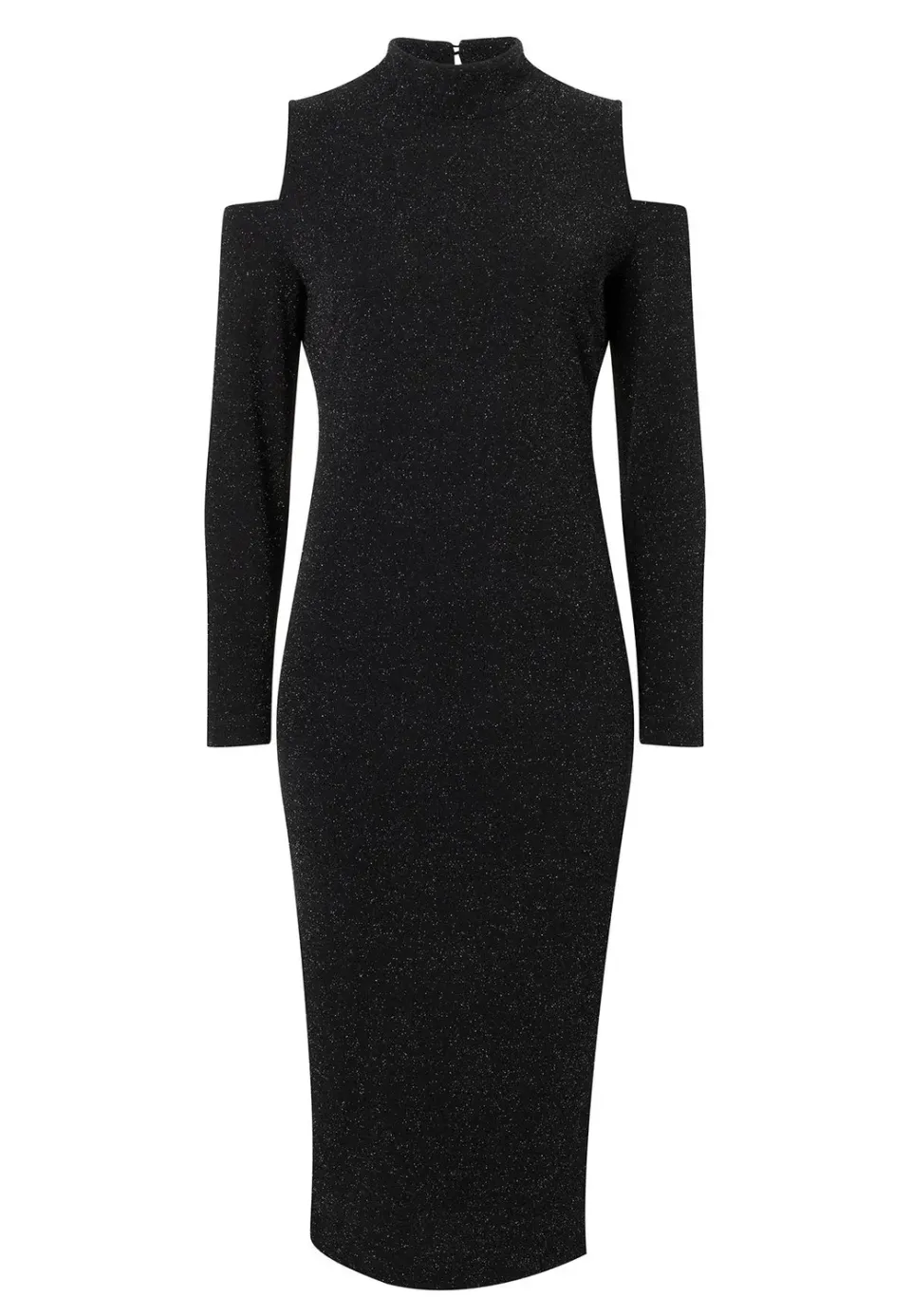Ana Alcazar Tarina abito tubino nero in lurex midi
