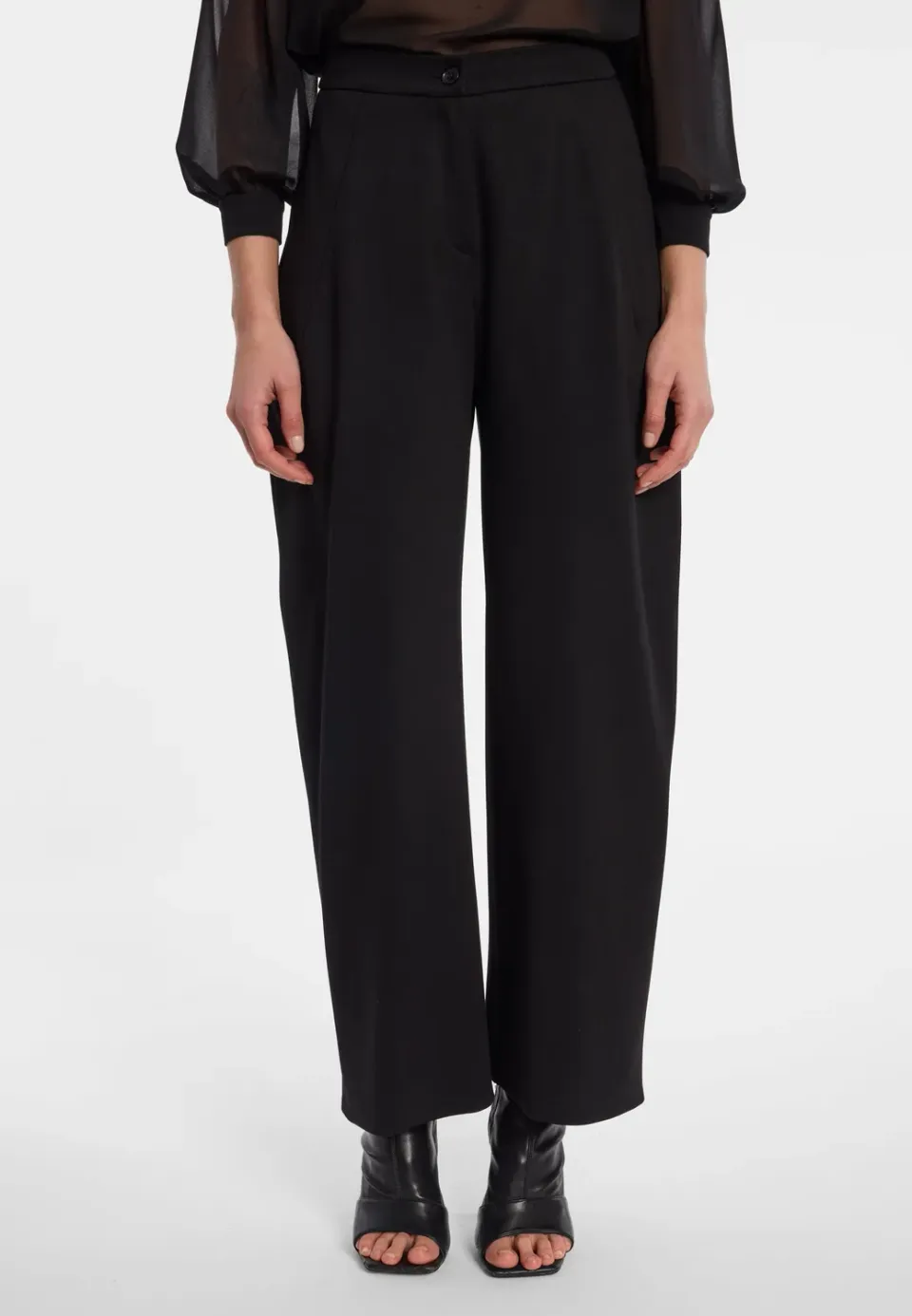 Ana Alcazar Ensensa pantaloni barrel neri vita alta