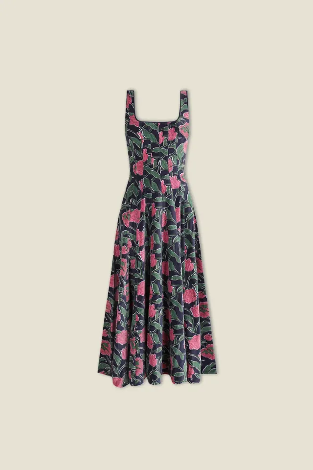 Dahlia Audrey abito corsetto velluto blu