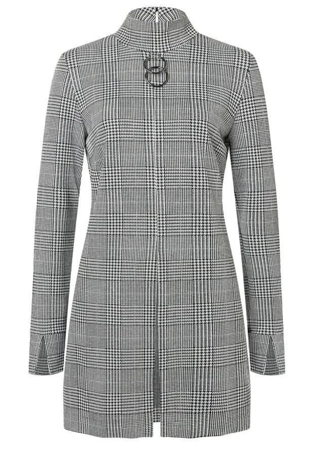 Ana Alcazar Shea top lungo quadri bianco nero