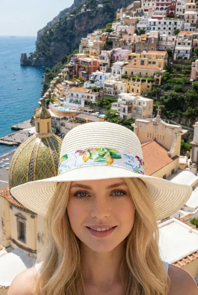 Antica Sartoria Agrumi FW095 cappello turchese fantasia