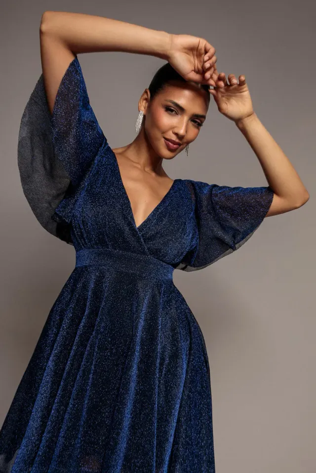 Goddiva Sparkle Lurex abito mini blu navy lurex taglia 10