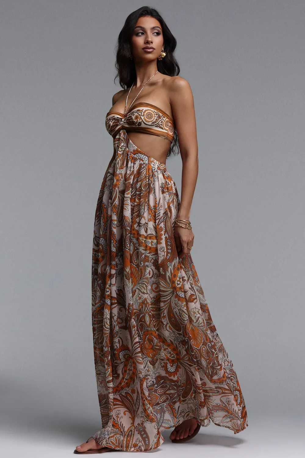 Bella Barnett Polasa abito maxi floreale chiffon senza maniche