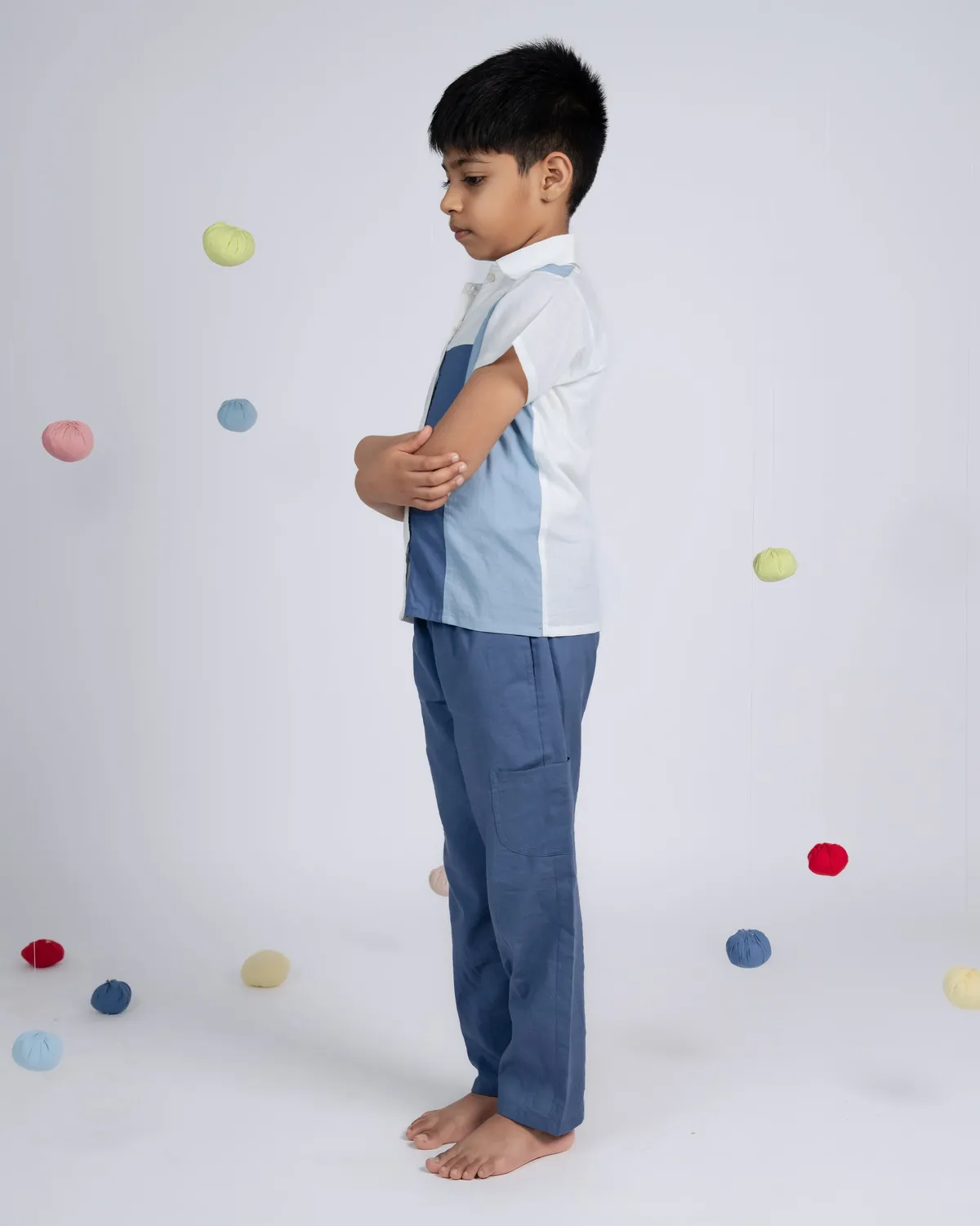Our Dve Urban Boy completo bambino camicia pantalone blu cotone