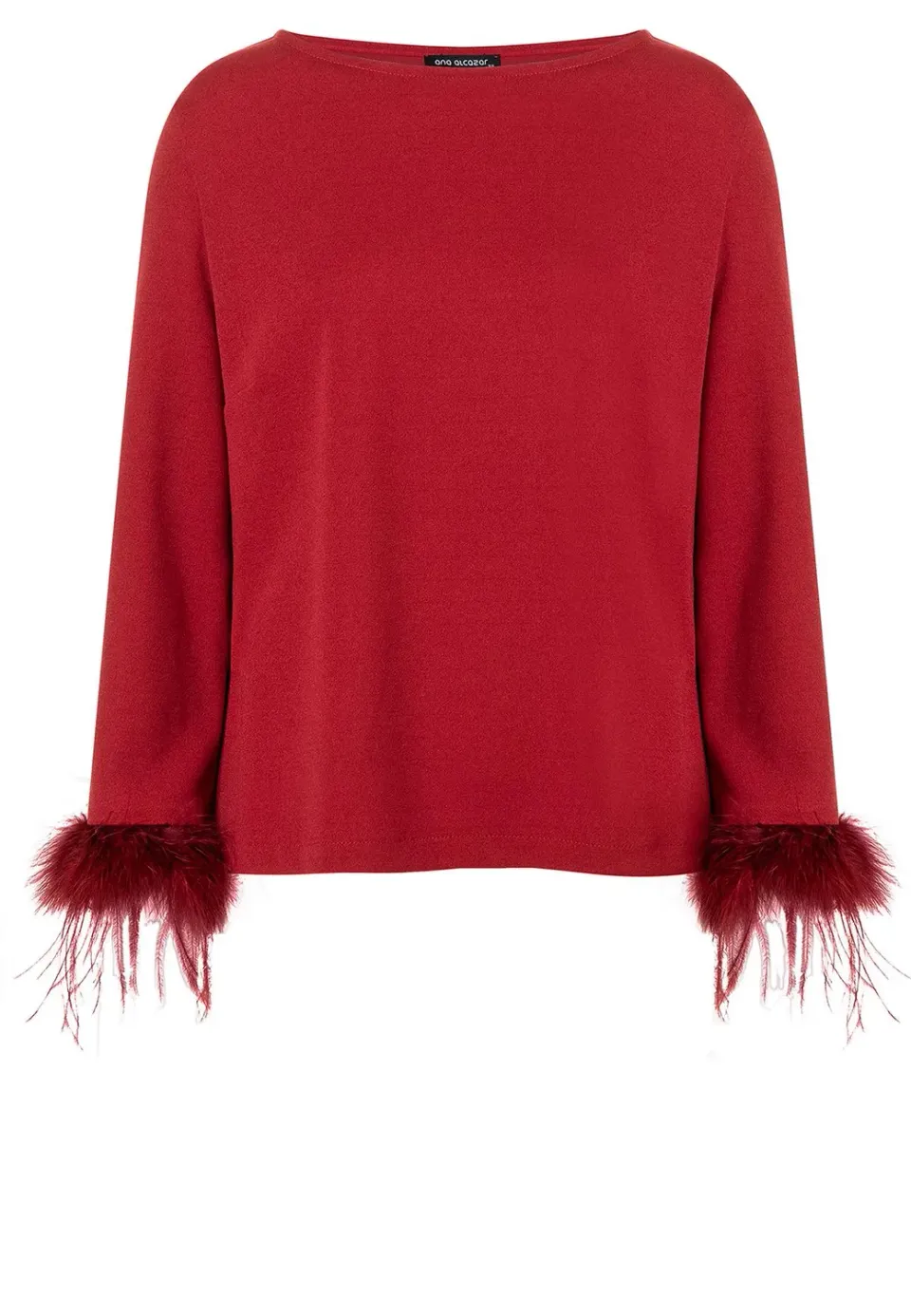 Ana Alcazar Sinkara top bordeaux con piume