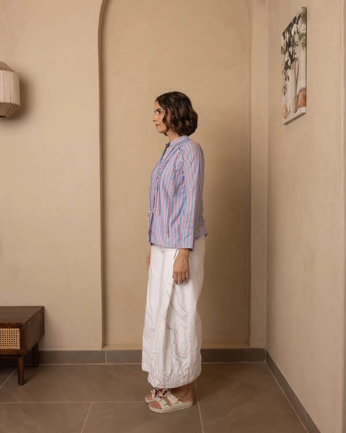 Our Dve Celeste Top and Pants Set completo righe rosso blu