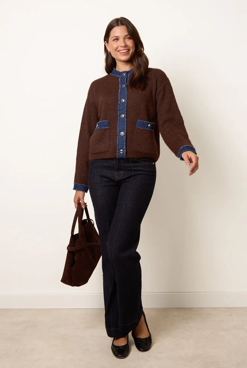 Blue Vanilla Denim Mix cardigan cioccolato denim