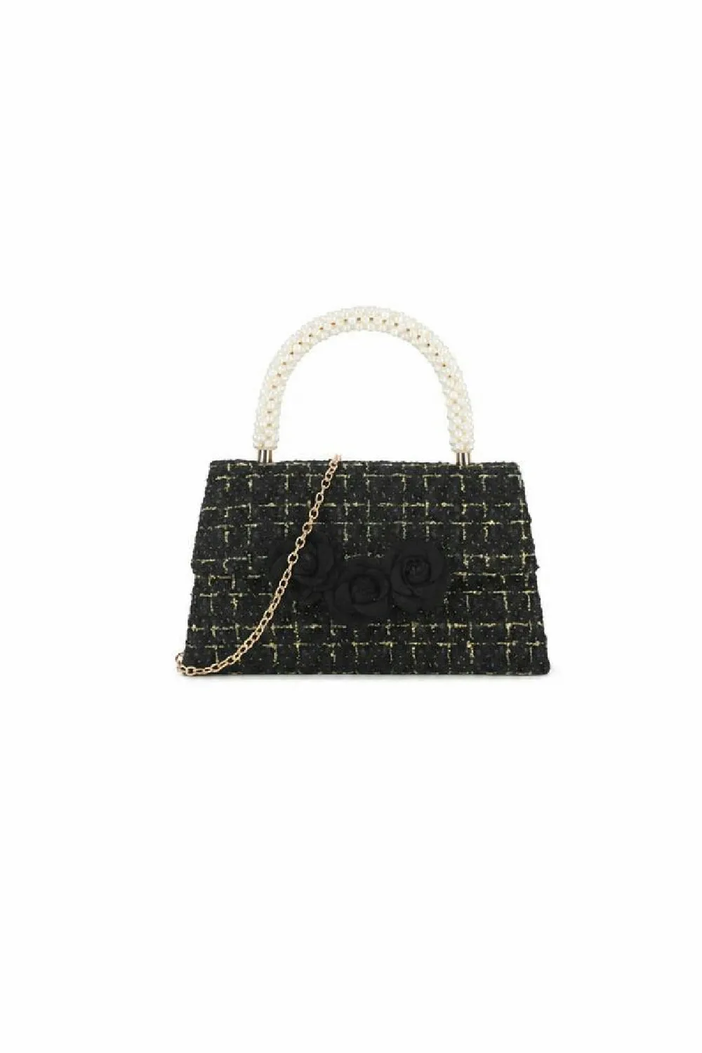 SVNX Tweed Top-Handle borsetta nera perle 21 cm