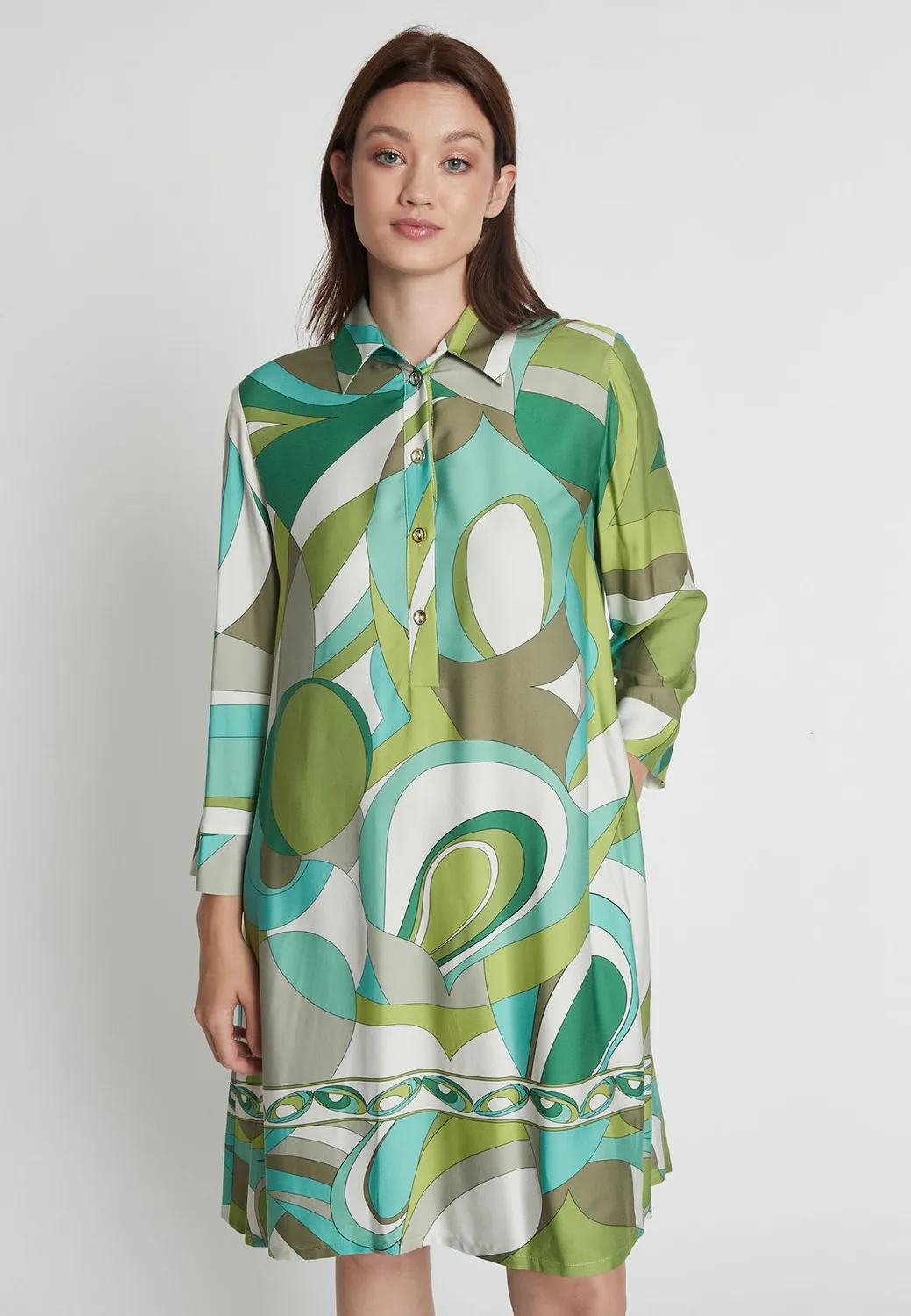 Ana Alcazar Risea abito chemisier raso verde