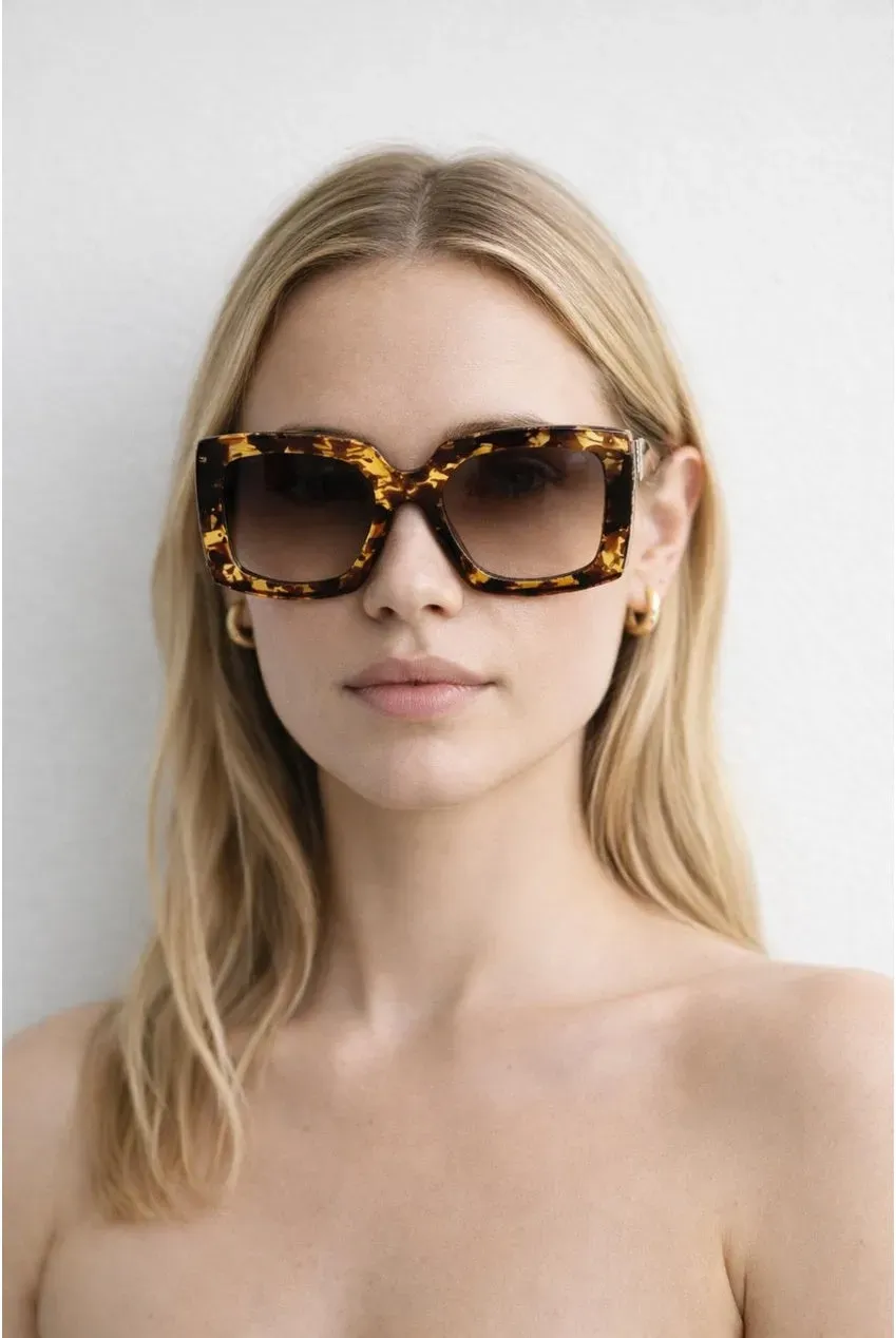 SVNX Oversized Square Occhiali da sole tartarugati UV400