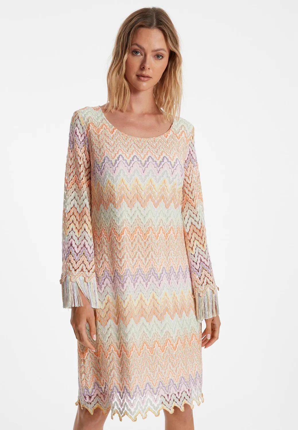Ana Alcazar Zanara abito maglia frange pastello