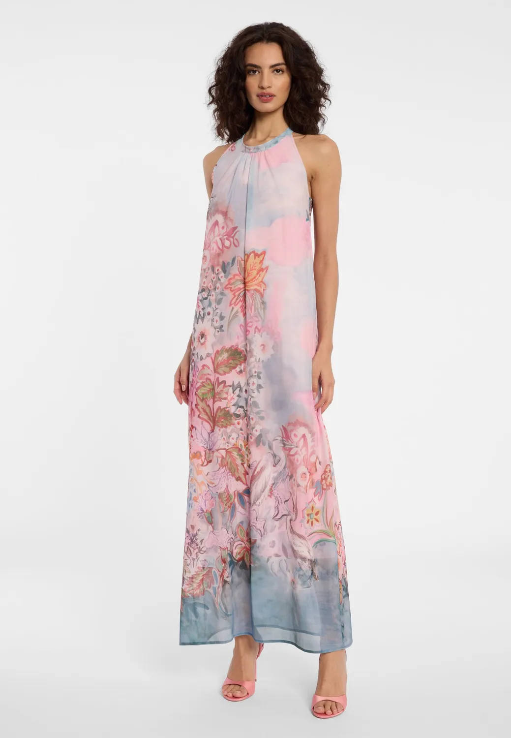 Ana Alcazar Desly abito maxi floreale rosa